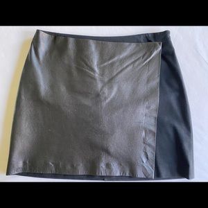Theory black mini skirt with leather front, size 2